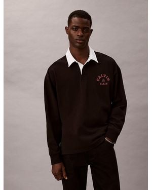 Calvin Klein Logo Graphic Polo Sweatshirt - Black