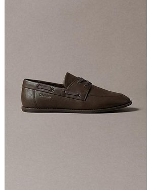 Calvin Klein Leather Boat Shoes - Grey