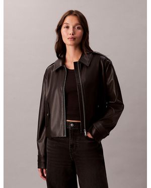 Calvin Klein Faux Leather Biker Jacket - Black