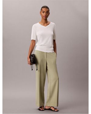 Calvin Klein Stretch Crepe Travel Pants - Natural