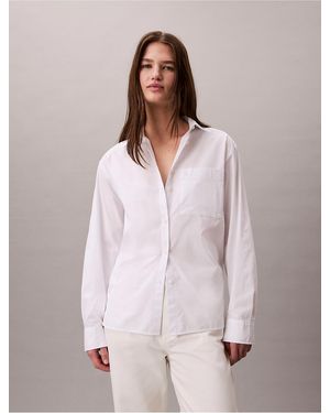 Calvin Klein Lyocell Roll Tab Button-Down Shirt - Pink