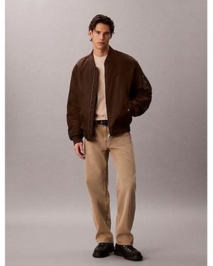 Calvin Klein Jeans Nylon Bomber Jacket - Brown