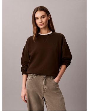 Calvin Klein Calvin Klein Monogram Logo Fleece Crewneck Sweatshirt - Brown