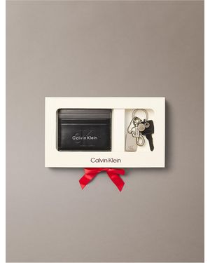 Calvin Klein Bold Monogram Card Holder & Key Fob - Gray