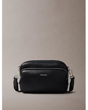 Calvin Klein Logo Pebbled Crossbody Camera Bag - Black