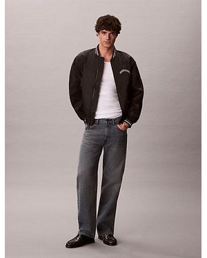 Calvin Klein Jeans Varsity Logo Bomber Jacket - Black