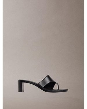 Calvin Klein Marghe Leather Heeled Thong Sandals - Multicolour