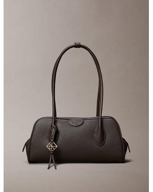 Calvin Klein Emblem Logo Pebble Shoulder Bag - Grey