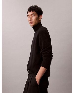 Calvin Klein High Mockneck Wool Jumper - Black