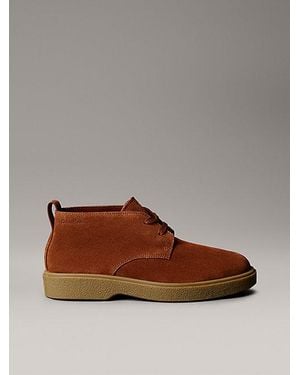 Calvin Klein Suède Veterschoenen Met Airfit-Demping - Bruin
