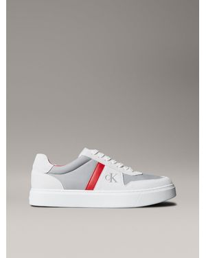 Calvin Klein Leather Signature Logo Trainers - Metallic
