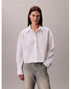 Calvin Klein Camisa cropped con botones holgada de popelín - Morado