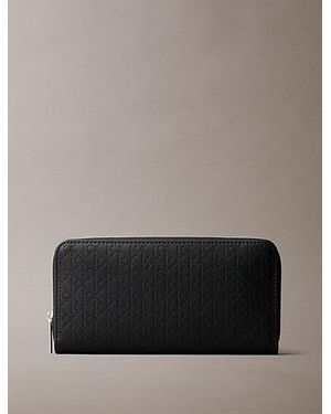 Calvin Klein Large Leather Rfid Zip Around Wallet - Grey