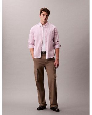 Calvin Klein Klassisches Oxford-Button-Down-Hemd Mit Streifenmuster - Pink