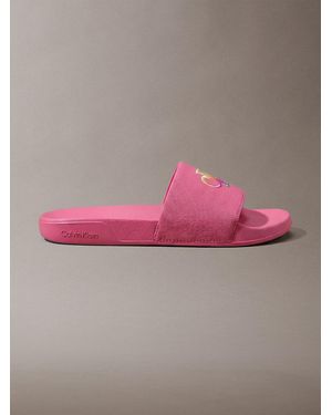 Calvin Klein Canvas Contoured Logo Sliders - Pink