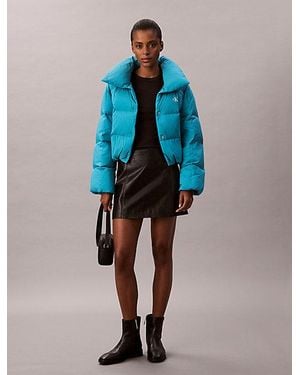 Calvin Klein Kort Donzen Pufferjack - Blauw