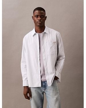 Calvin Klein Camisa a rayas estilo Oxford holgada - Multicolor