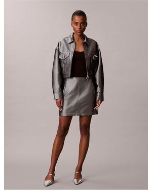 Calvin Klein Calvin Klein Shine Denim A-Line Skirt - Brown