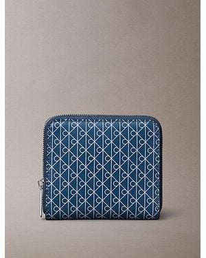 Calvin Klein Rfid Square Zip Around Logo Wallet - Blue