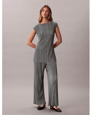 Calvin Klein Plisse Pull-On Lounge Trousers - Grey