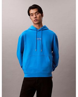 Calvin Klein Jeans Cotton Terry Monogram Hoodie - Blue