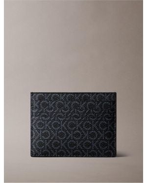 Calvin Klein Pebbled Monogram Card Case - Gray