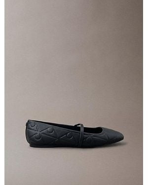 Calvin Klein Leather Mary Jane Ballerinas - Grey