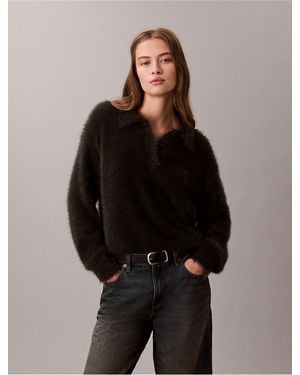 Calvin Klein Calvin Klein Soft Polo Relaxed Sweater - Black