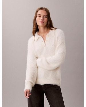 Calvin Klein Jeans Soft Relaxed Polo Jumper - Natural