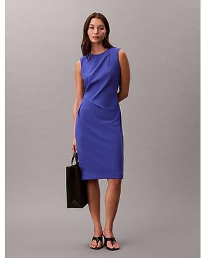 Calvin Klein Stretch Crepe Sleeveless Dress - Blue