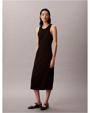 Calvin Klein Calvin Klein Calvin Klein Logo Midi Tank Dress - Natural