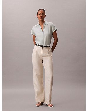 Calvin Klein Overhemd Met Korte Mouwen Van Linnenmix - Meerkleurig