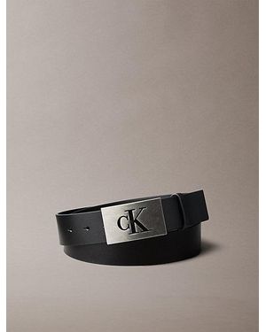 Calvin Klein Leather Monogram Plaque Buckle Belt - Multicolour