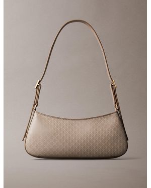 Calvin Klein Small Coated Emblem Logo Shoulder Bag - Natural