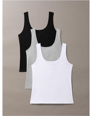 Calvin Klein Rib Cotton 3-Pack Tank Top - White