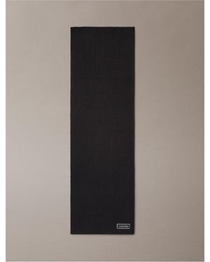 Calvin Klein Logo Patch Rib Scarf - Black