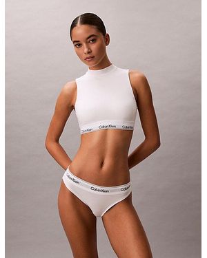 Calvin Klein Licht Gevoerde Bralette Met Hoge Hals - Bruin
