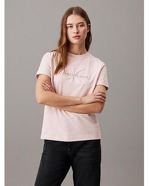 Calvin Klein Chenille Monogram T-shirt - Grijs