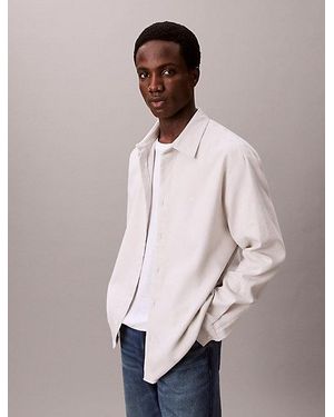 Calvin Klein Melange Flannel Relaxed Button Up Shirt - Pink