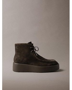 Calvin Klein Suede Platform Desert Boots - Brown