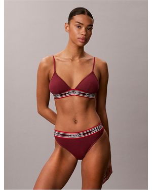 Calvin Klein Icon Cotton Modal Rib Stripe Thong - Multicolor