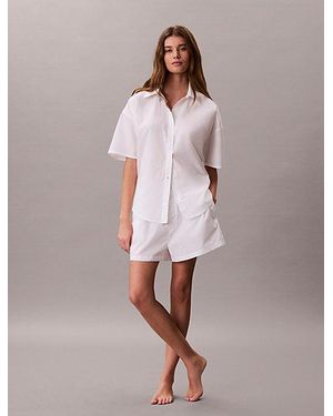 Calvin Klein Pyjamashort Van Poplinkatoen - Roze