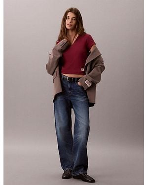Calvin Klein Jeans Ribbed Cotton V Neck T-Shirt - Multicolour