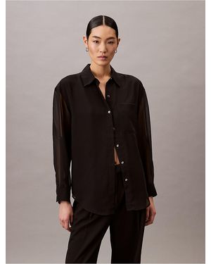 Calvin Klein Utility Roll Sleeve Tunic - Black
