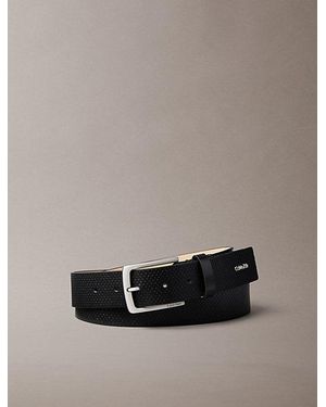 Calvin Klein Perforated Full Grain Leather Belt - Black