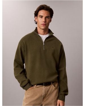 Calvin Klein Calvin Klein Smooth Cotton Quarter Zip Sweater - Green
