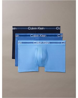 Calvin Klein Brushed Microfiber Stretch 3-Pack Low Rise Trunk - Blue