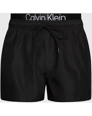 Calvin Klein Double Waistband Swim Shorts - Black