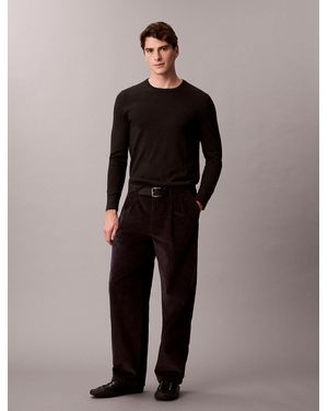 Calvin Klein Corduroy Pleated Wide Leg Trousers - Multicolour