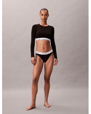 Calvin Klein Long Sleeve T-Shirt Bralette - Black